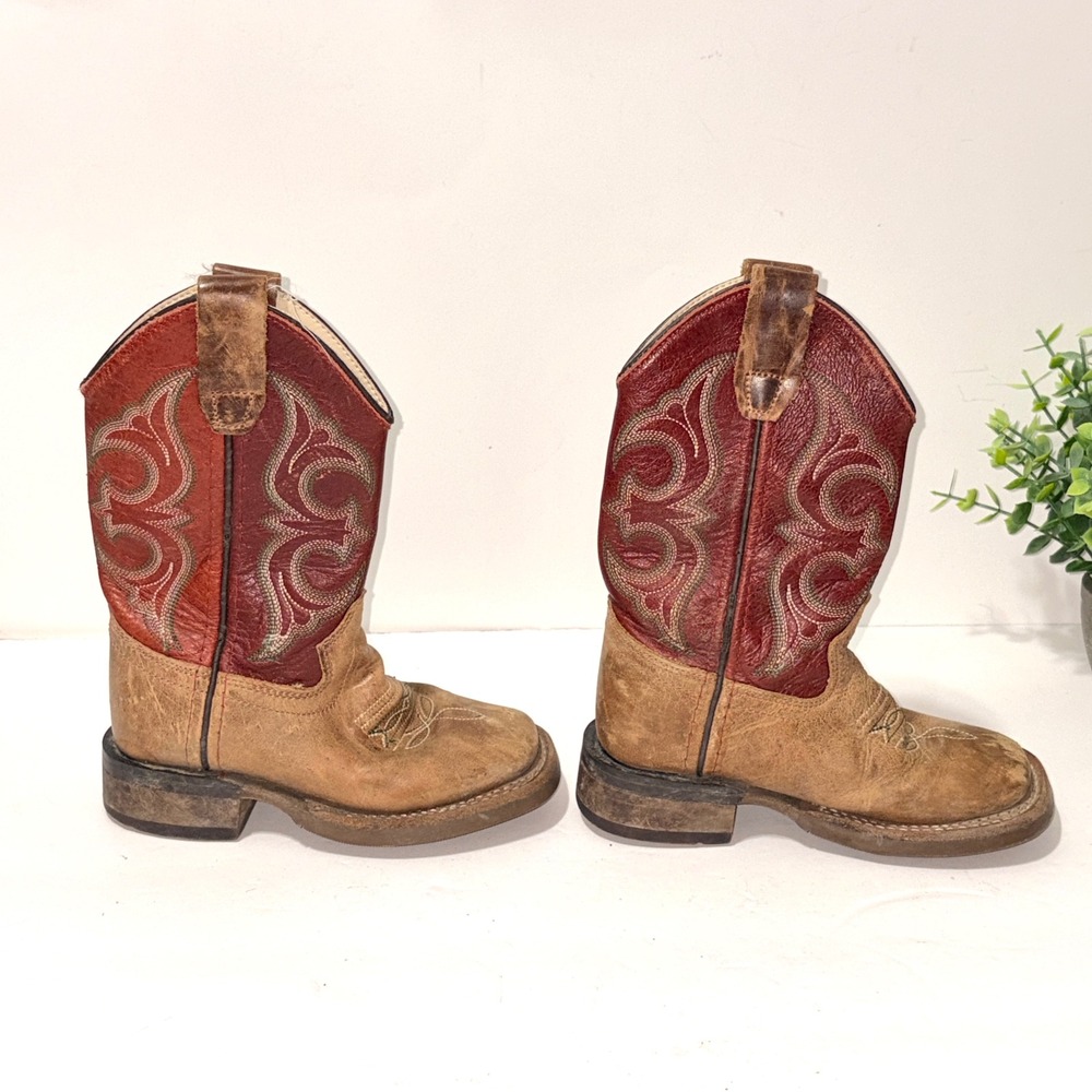 Cody James Burgundy Red Leather Square Toe Cowboy Western Boots Youth SIZE 9 D